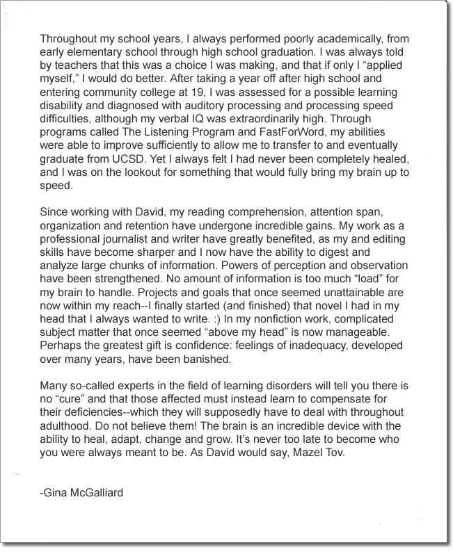 Reading Comprehension Testimonial